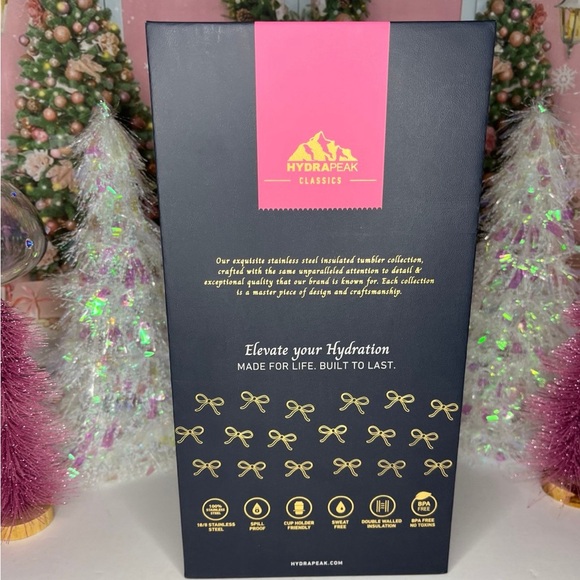 Hydrapeak Limited Edition Purple Bling Tumbler with Pink Bows - Picture 4 of 4